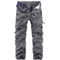 Pantaloni cargo grigio scuro da uomo con multitasche e cintura intrecciata blu - EU 28 / Grigio