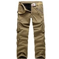 Herren Winter Cargo-Hose in Khaki mit warmem Fleece-Futter und taktischem Gürtel - EU 40 / Erdgelb