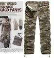 Men's camouflage cargo pants with multi-pockets and woven belt in jungle camo style - EU 38 / Wave Camouflage