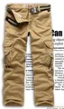 Khakifarbene Herren Cargo-Hose mit mehreren Taschen und gewebtem Gürtel aus Baumwolle - EU 28 / Khaki