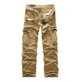 Pantalón cargo caqui para hombre, corte holgado con múltiples bolsillos y cinturón - EU 28 / Caqui