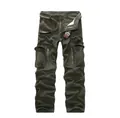 Men's army green cargo pants with multi-pockets, zippers, and a canvas belt - EU 28 / Army Green