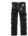 Men's loose cargo pants in black finish featuring multiple pockets and matching belt - EU 40 / Black