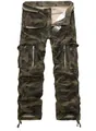 Men's camouflage cargo pants with star prints, multi-pockets and a striped belt - EU 28 / Star Camouflage
