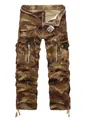 Men's outdoor cargo pants in brown digital camouflage with multi-pockets and belt - EU 28 / Desert Camouflage
