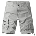 Men's light grey multi-pocket cargo shorts with durable twill and drawstring hem - Grayish White