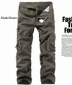 Men's multi-pocket tactical cargo pants in army green with matching canvas belt - Earth Army Green