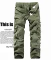 Men's loose cargo pants in olive green with multiple utility pockets and matching belt - Army Green