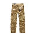 Men's khaki multi-pocket cargo pants in durable twill with an off-white woven belt - EU 28 / Khaki