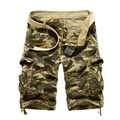 Pantaloncini cargo mimetici da uomo con tasche multiple e cintura intrecciata stile casual - EU 29 / Camuffamento Cachi