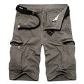 Men's loose cargo shorts in dark gray with side flap pockets and woven belt - EU 30 / Earth Army Green