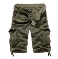 Short cargo camouflage homme avec multi-poches et ceinture à boucle emblème d'aigle - EU 29 / Camo Vert Armée