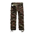 Pantalón cargo de camuflaje para hombre con múltiples bolsillos y cinturón tejido - EU 28 / Camuflaje de Sangre