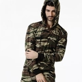 Sweat à capuche camouflage pour hommes avec cordons de serrage et poignets côtelés - M / Camouflage