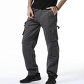 Men's dark grey cargo pants with tactical multi-pockets and a classic straight-leg fit - Gray