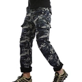Herren Camouflage Cargo-Hose in Blau mit Fleece-Futter und Taschen für den Winter - EU 29 / Marineblau Camo