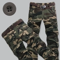 Men's loose camo cargo pants in jungle green with tactical belt and multiple pockets - EU 28 / Army Green Camo (9123)