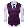 Classic dark purple men suit vest with V-neck and five-button closure in formal style - S / Purple