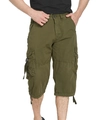 Detail view of military green cargo shorts featuring multi-pocket design and drawstring hem - EU 34 / Army Green