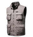 Dettaglio del gilet utility kaki con multitasche funzionali e chiusura a zip sicura - M / Caffè Chiaro