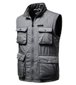 Dettaglio del gilet tattico grigio multitasche con ricamo sul petto e tessuto ad alta resistenza - M / grigio scuro