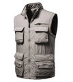 Gilet cargo gris pour homme avec plusieurs poches tactiques et col montant zippé - M / Kaki Gris