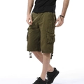 Men's cargo shorts in military green with multi-pocket design and drawstring cuffs - EU 31 / Army Green