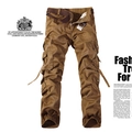 Pantaloni cargo kaki da uomo con tasche laterali e cintura marrone scuro - EU 38 / Giallo Terra