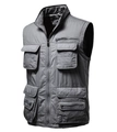 Gilet tactique gris foncé pour homme avec plusieurs poches et col montant pour extérieur - M / gris foncé
