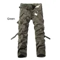 Pantaloni cargo uomo ampi verde militare con multitasche e cintura intrecciata - EU 38 / Cenere