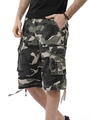 Men's loose cargo shorts with green jungle camouflage pattern and large side pockets - Light Army Camo
