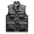 Men's dark grey outdoor tactical vest with multiple utility pockets and standing collar - M / Dark Gray