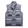 Outdoor utility tactical vest with multi-pockets and stand collar in greyish purple - M / Light Gray