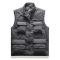 Men's dark grey outdoor fishing vest with multiple pockets and stand collar design - M / Dark Gray