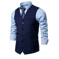 Gilet de costume homme bleu marine coupe ajustée avec fermeture boutonnée à cinq boutons - S / Bleu foncé