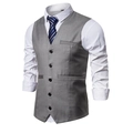 Men's slim fit grey business suit vest paired with white shirt and striped necktie - S / Light Gray