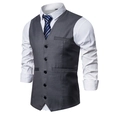 Gilet de costume homme gris moyen pour mariage et affaires avec cinq boutons classiques - S / gris foncé