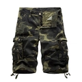 Pantalones cortos cargo de camuflaje para hombre con múltiples bolsillos en algodón - EU 38 / Camuflaje Ejercito Oscuro