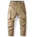 Mens khaki cargo pants with multiple utility pockets and durable cotton twill fabric - EU 29 / Khaki