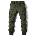 Men's army green cargo joggers with multiple pockets and elastic drawstring waist - EU 34 / Army Green