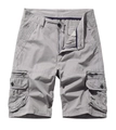 Men's light grey multi-pocket cargo shorts in loose fit with durable cotton fabric - EU 38 / Light Gray