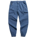 Men's blue cargo joggers featuring multiple utility pockets and elastic cuffed hems - EU 28 / Blue