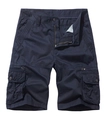 Men's navy blue cargo shorts with multi-pocket design and durable twill fabric texture - EU 30 / Navy Blue