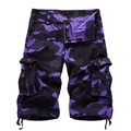 Pantalones cortos cargo de hombre con camuflaje púrpura, multibolsillos y cordón - EU 38 / Camuflaje Púrpura