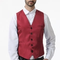 Chaleco de vestir para hombre en satén rojo rubí, corte entallado con cinco botones - 3XL / Rojo