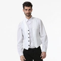 Classic white single-breasted five-button business vest for men in a slim fit style - White