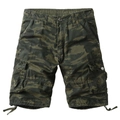 Classic camo cargo shorts for men with multiple pockets and drawstring hem details - Army Green Camo