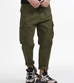 Detail of cargo pants showing olive green fabric texture and multi-pocket design - EU 29 / Green