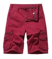 Detailansicht burgunderfarbener Cargo-Shorts mit mehreren Taschen und Reißverschluss - EU 30 / Rot