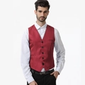 Classic red V-neck suit vest for men with five buttons and slim fit professional style - Red